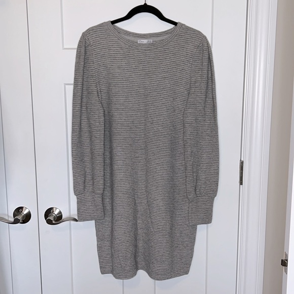 NWT DEX Puff Sleeve Ottoman Knit Dress - Medium Grey - Picture 2 of 6